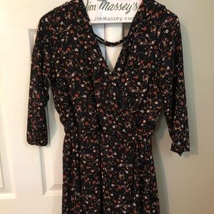 Navy blue and floral mini dress